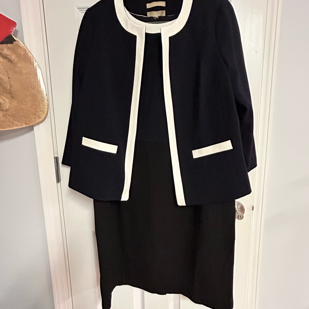 Talbots Navy and White Sleeveless Dress